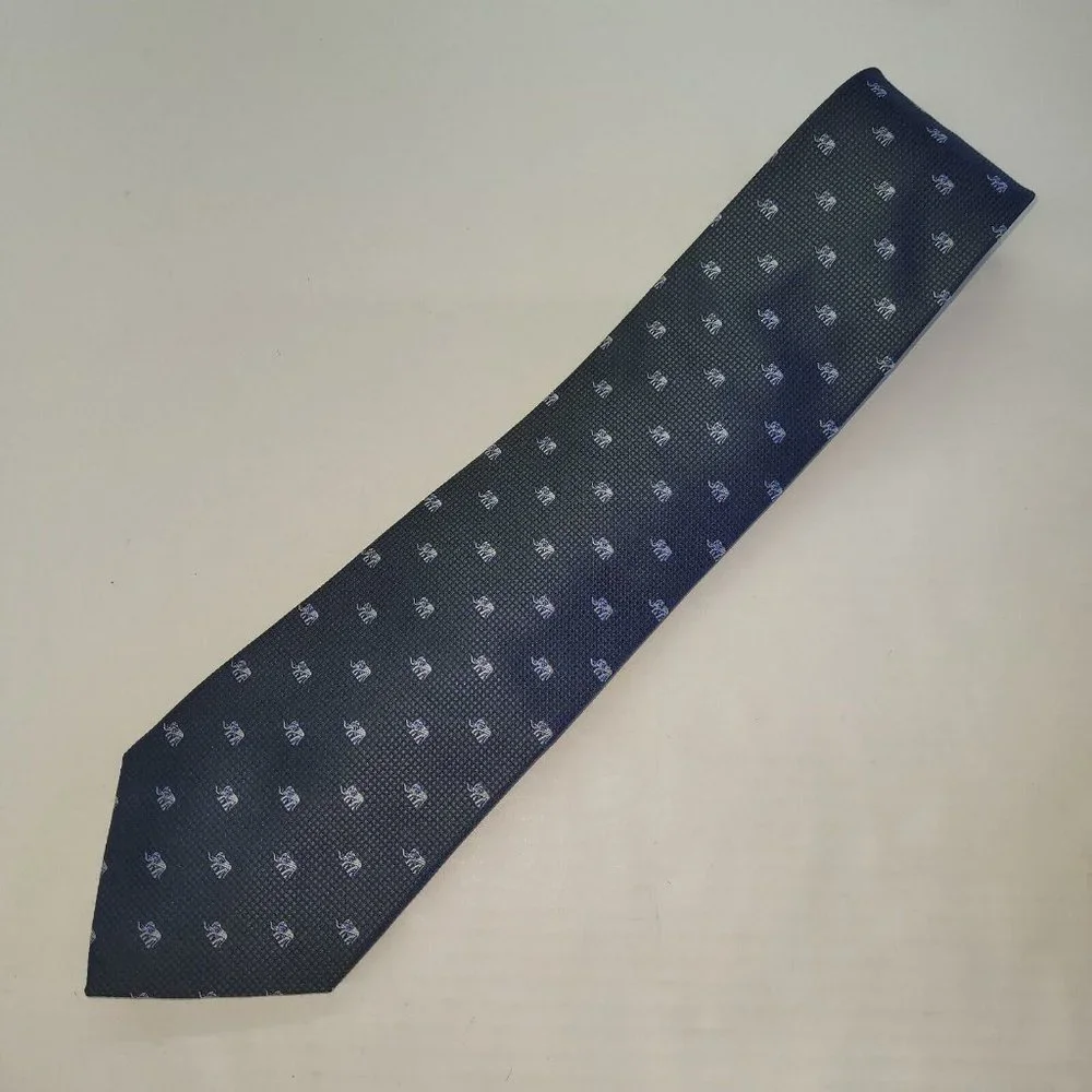 Viva Silk Tie Mens Necktie Silk Handmade All‎ Over Elephant Print On Grey